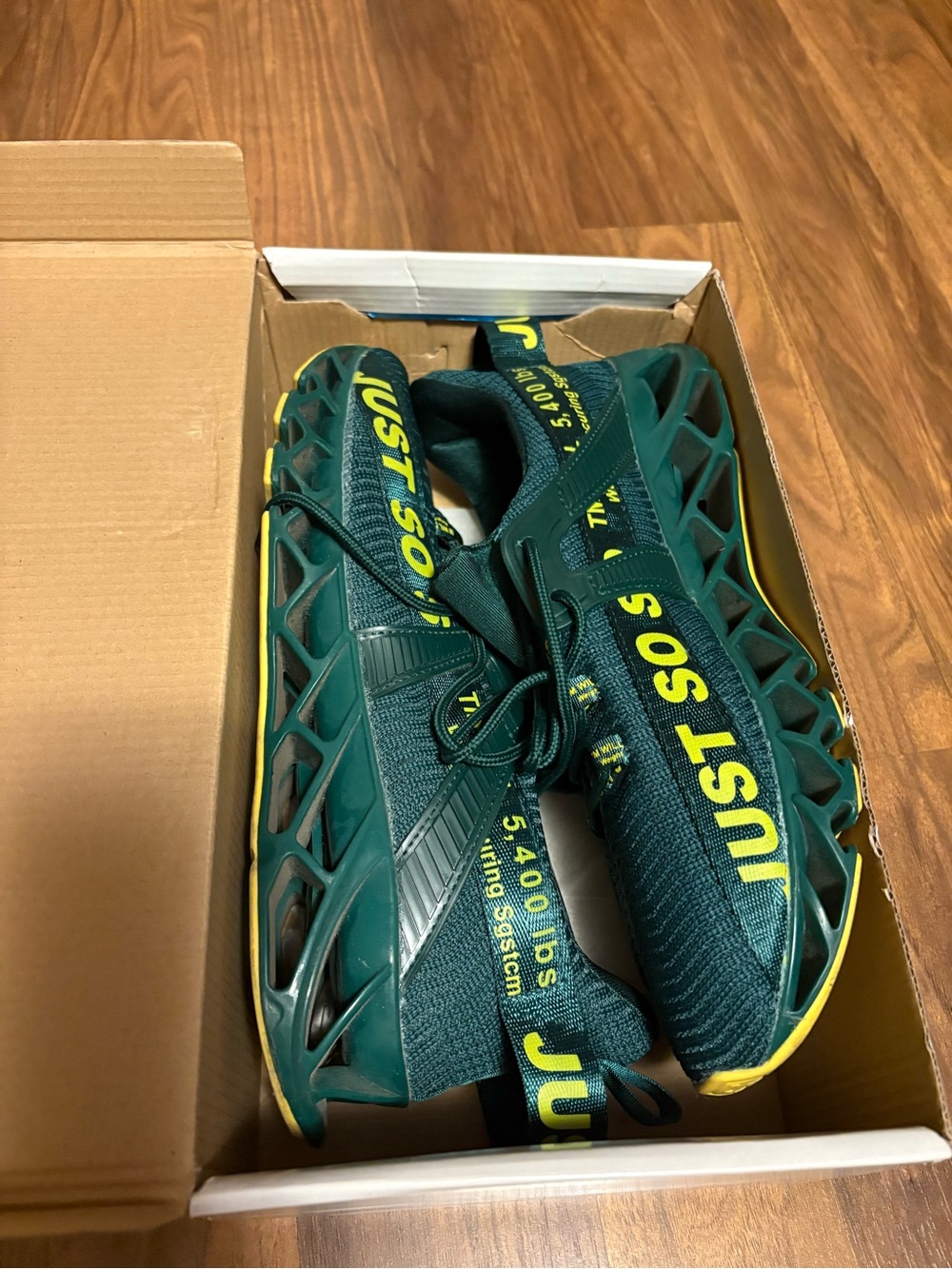 JUST SO Men's Performance Sneakers in Green and Yellow